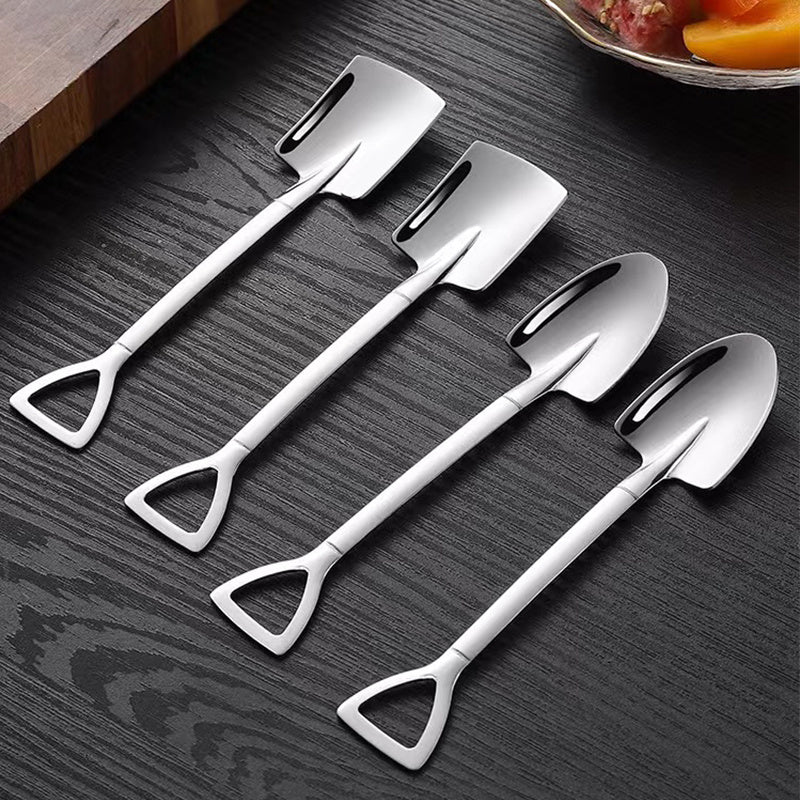 Conjunto de 1/4 piezas de cucharas de acero inoxidable de alto nivel estético, cuchara pala, cuchara para postres, cuchara para frutas, cuchara para té helado, cuchara para mezclar café, cuchara para mermelada, cuchara para helados, cuchara para ensalada