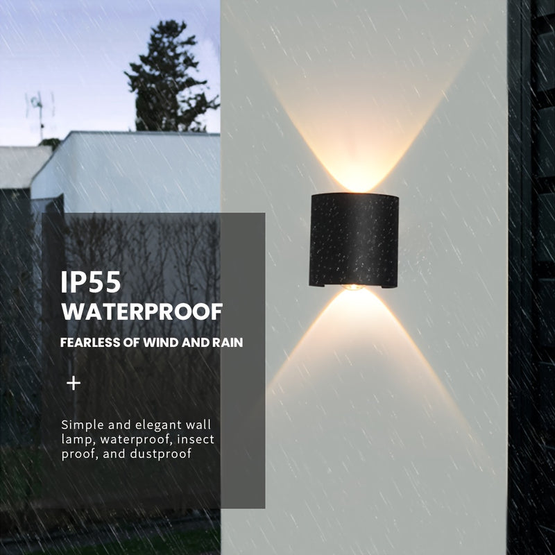 Lámpara de pared LED PIBAOGU 2W, luz moderna hacia arriba y abajo, carcasa de ABS, aplique para interior/exterior, ideal para dormitorio, baño, porche, pasillo, sala de estar, escaleras - cableado directo, 85V-265V