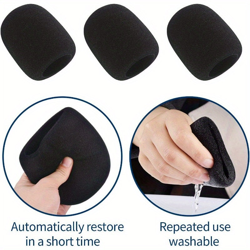 6 piezas de fundas de parabrisas de espuma negra para micrófonos - Duraderas, aislamiento acústico para uso portátil y de estudio, accesorios para micrófonos | Equipo profesional para micrófonos | Fundas de parabrisas de espuma