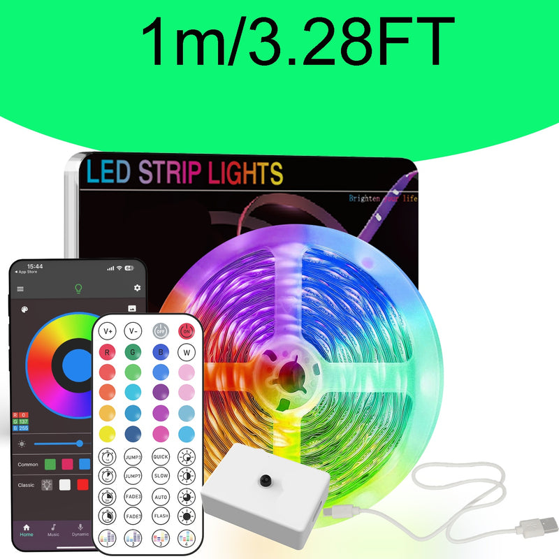 Tiras de luces LED inteligentes NBBUFF con aplicación y control remoto de 44 teclas, luces RGB inalámbricas con sincronización musical, alimentadas por USB, para decoración de habitaciones, fiestas, bodas, decoración de Pascua, luces inalámbricas para ha