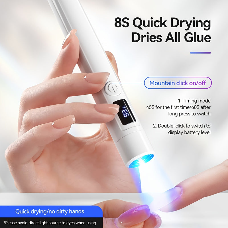 Linterna Portátil LED para Uñas con Pantalla, Mini Lámpara de Gel, Secador USB Rápido para Manicura y Pedicura