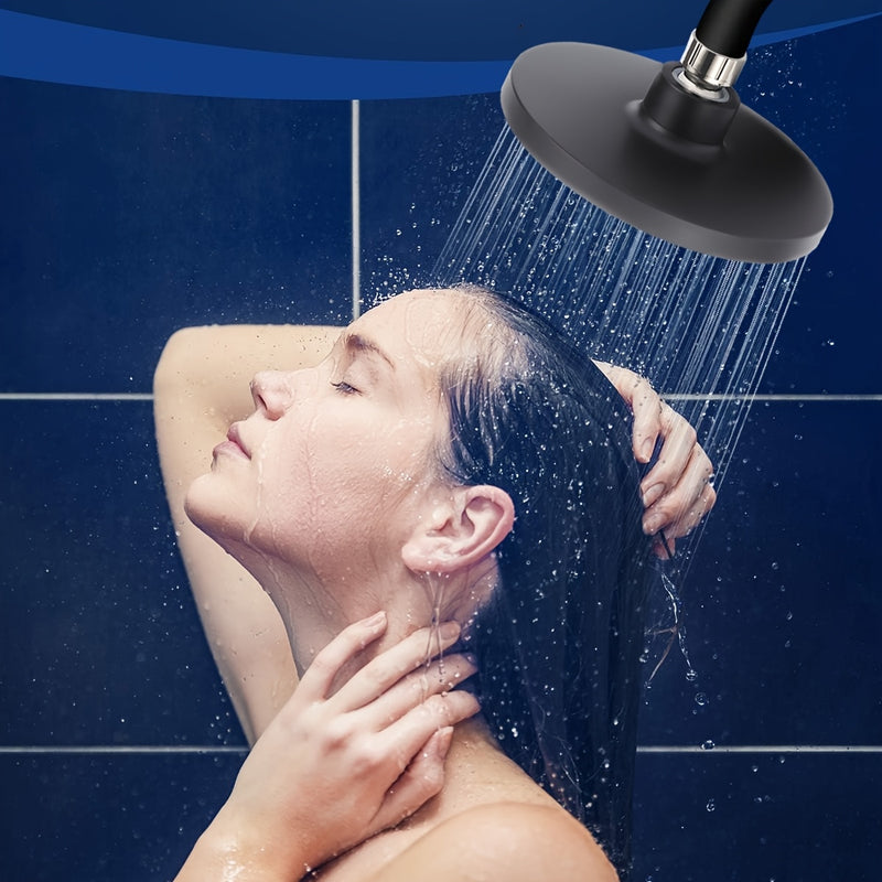 Cabezal de ducha redondo de 6 pulgadas, negro, moderno, de plástico, con rociador superior para baño sin esfuerzo, ideal para lavar el cabello y duchas, fácil instalación con montaje de inserción, rociadores para el cuerpo
