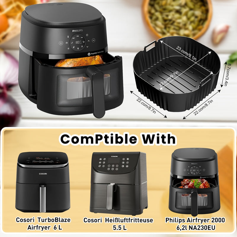 Accesorio de Silicona para Airfryer, Molde de Silicona para Cosori TurboBlaze 6L/6.2L, Inserto de Silicona para Air Fryer Cosori CP158-of 5.5L, Accesorios para Casserole Dish en la Serie Philips 2000 6.2L