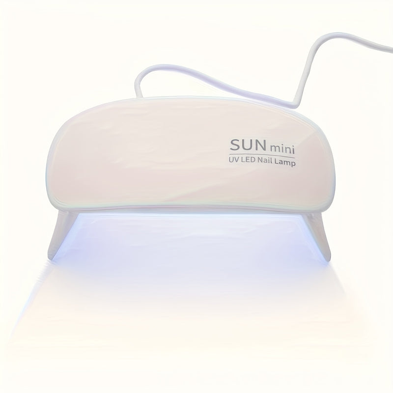 1 lámpara portátil mini para uñas con 6 LED - rosa y blanco, alimentación USB, diseño plegable, ideal para pulir y secar gel, cuidado de manos y pies