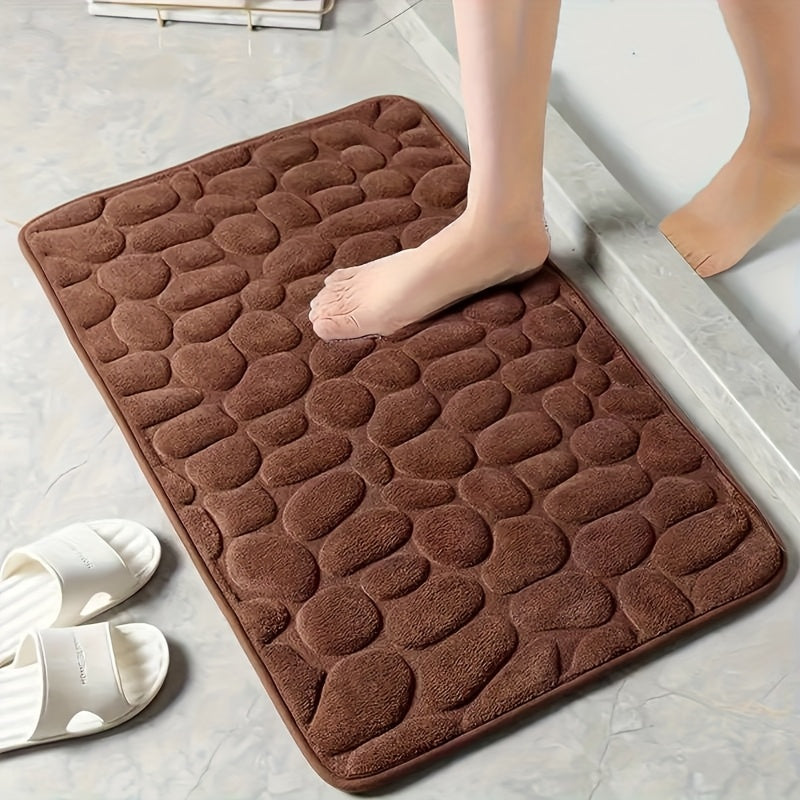 1pc Alfombra/1set Cinta para Alfombra con Relieve de Guijarros, Alfombra Suave y Cómoda, Alfombra de Espuma de Memoria - Absorbente Rápida y Lavable - Accesorios de Baño Antideslizantes/Alfombras Cinta de Doble Cara, Cinta para Alfombra Reutilizable y La
