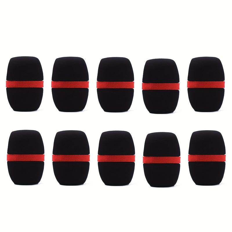 10 piezas de fundas de espuma para micrófono negro con detalles rojos - Protectores de viento para micrófonos portátiles, diseño Eid Al-Adha Mubarak, duraderos y elegantes para actuaciones en vivo y sesiones de grabación, pantalla de viento para micrófon