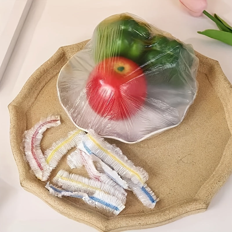 300-Pack de envoltura de alimentos transparente y elástica, película de plástico multiusos para cocina con cuchilla dentada, cubiertas de plato sin olor para el hogar, restaurante, picnic - a prueba de polvo, se adapta a todos los tamaños de plato, sin r