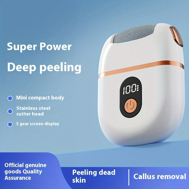 Máquina de picar carne eléctrica con visibilidad de batería, operación de un solo botón, eliminación de luz muerta beige, sin pies, con reemplazo desmontable para uso doméstico, exfoliante para el cuidado de los pies.