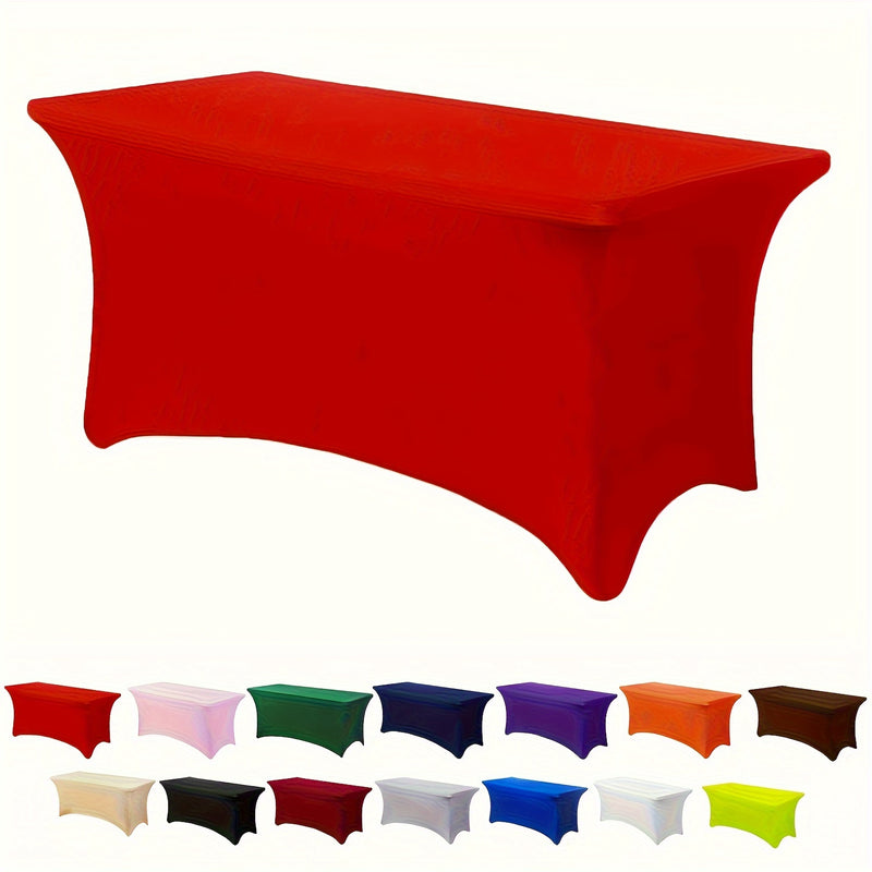 1 mantel rectangular de cobertura total, cubierta de mesa elástica de poliéster, mantel extensible lavable a máquina, cubierta ajustable resistente a arrugas, ideal para cocina, comedor, reuniones al aire libre, fiestas y eventos festivos