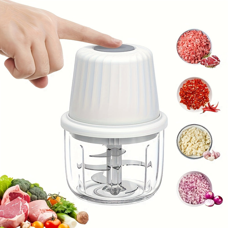 Mini picadora eléctrica de 400 ml y 250 ml con batería recargable por USB, equipada con 6 o 3 cuchillas. Portátil para picar ajo, verduras, frutas y carne. Ideal para picar cebolla, chile, col, jengibre, zanahorias, etc.