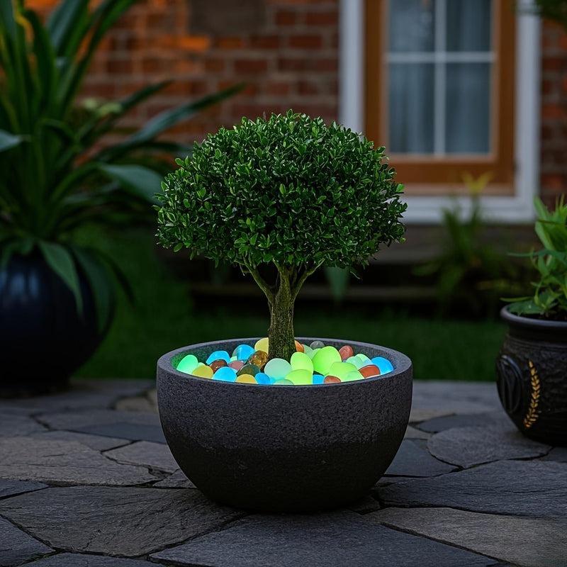 Piedras luminosas vibrantes, 1200 piezas, para decorar jardines, espacios y aceras, con arte metálico para jardín