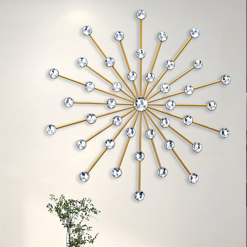 Arte de Pared Metálico Estrella Elegante - Estilo Clásico, Hierro Negro con Acentos de Cristal, Decoración Fácil de Colgar para Sala de Estar y Fondo de TV, Decoración del Hogar