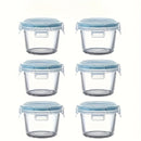 6 paquetes de recipientes de vidrio para almacenamiento de alimentos con tapas abatibles - Recipientes redondos multiusos y reutilizables - Sellado a prueba de fugas para refrigerios y salsas - Apto para microondas, congelador y lavavajillas