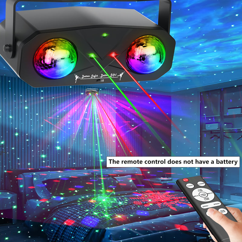 1 bola mágica LED dual con luz láser atmosférica parpadeante para fiestas, clubes, KTV, baile y celebraciones navideñas, lámpara de escenario segura y fácil de instalar