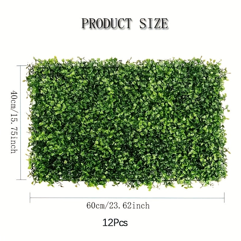 Conjunto de 12 Paneles Artificiales Estilo Milán de Haya, 59.99x40.01cm - Ideales para Decoraciones de Paredes Interiores/Exteriores, Cercas de Jardín, Fiestas, Bodas y Fondos Festivos