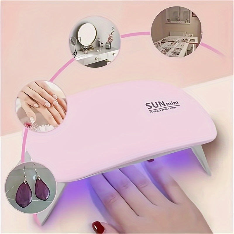 1 Lámpara LED Portátil para Uñas - Diseño Mini Ratón, 6 LEDs, Plegable y Ligera con Alimentación USB, Luz Compacta para Manicura de Manos y Pies