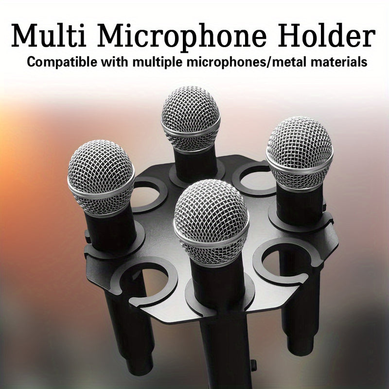Soporte de micrófono multi para soporte de micrófono - bandeja de metal con 8 ranuras, carga máxima de 8 altavoces, organización y exhibición de escenario - incluye 8 anillos antirrobo
