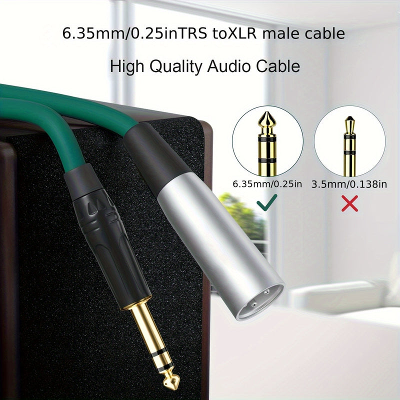 Cable de micrófono para altavoz balanceado con conector macho de 6.5mm a XLR, línea de audio balanceada para guitarra eléctrica, bajo, teclado, amplificador, temporada de graduación, regalo, regalo de cumpleaños