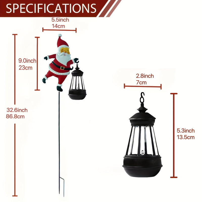 Luces Navideñas Solares - Decoración de Jardín LED Santa Claus IP44, Luces Antiguas para Hombre y Palacio, Iluminación Exterior para Césped, Patio, Caminos y Paisajismo, Ideal para Navidad y Halloween