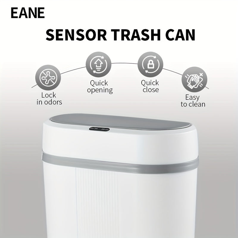 EANE, Papelera Inteligente de Alta Velocidad de Respuesta, con Acción de Apertura y Cierre, Alimentada por Batería, Sin Contacto, Resistente a Olores, Diseño Moderno para Hogar, Cocina y Baño, Accesorio de Cocina Moderno | Papelera Elegante | Operación S