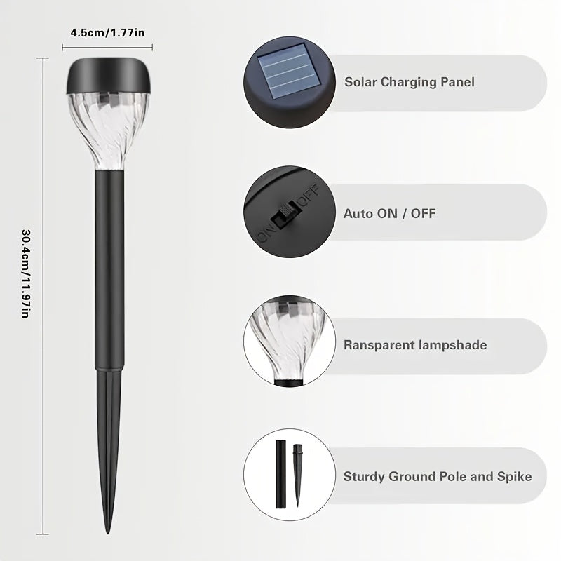 10 Piezas de Luces Solares para Tierra con Tubo Plástico, Iluminación Exterior Adecuadas para Jardín, Patio y Césped