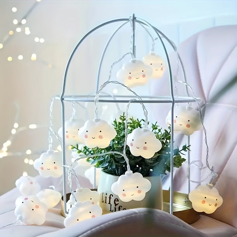 Luces de Cadena LED Nube Alegre, Adecuadas para Fiestas Festivas, Bodas, Hogar, Dormitorio, Decoraciones Navideñas, Alimentado por Caja de Baterías (Pilas No Incluidas)