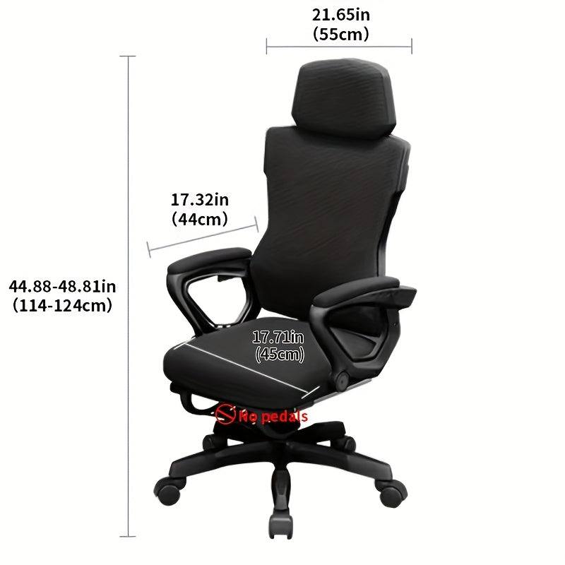 Silla de Juego Ergonómica con Asiento Reclinable - Silla Cómoda para Oficina y Casa, Altura Ajustable, Base de 5 Ruedas, Negra, Ideal para Sentarse Largo Tiempo, Habitaciones Universitarias y Configuración de Juegos