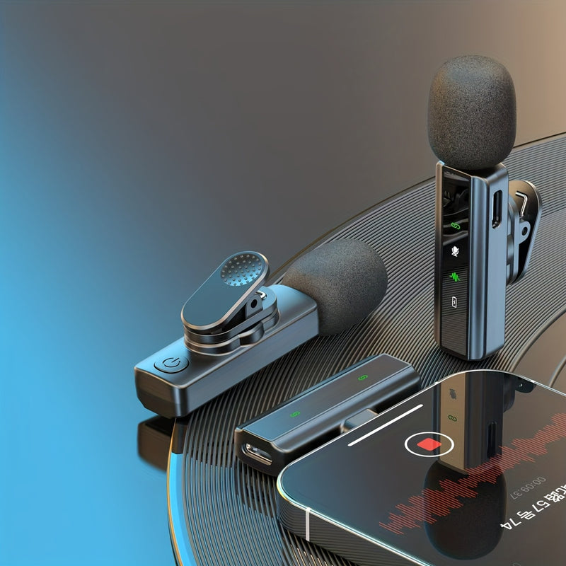 Microfono sin varillas Lavalier Profesional con Cancelación de Ruido, Grabación USB-C y Clip de Un Toque - Antiviento, Recargable para Vlogging e Intervenciones, Diseño Compacto con Receptor para Streaming y Equipamiento de Vlog
