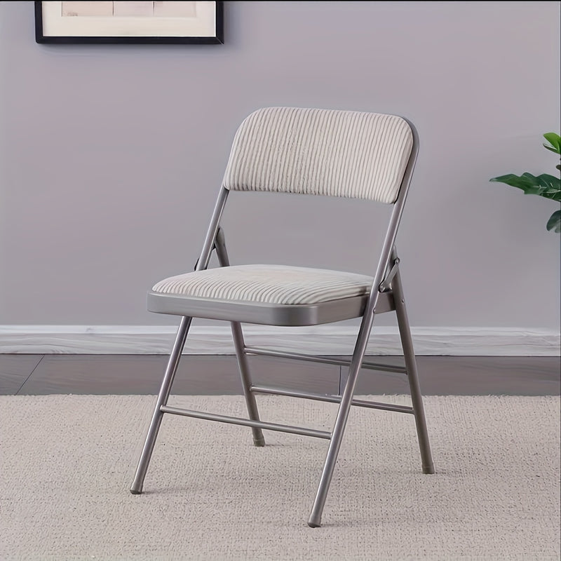1pc Silla Plegable Multifunción con Cojín de Tela Lujosa - Estructura Metálica Resistente, Acolchado Suave de Esponja, Diseño Sin Brazos, Ideal para Comedor, Oficina y Entrenamiento Interior - Negra, Silla de Entrenamiento | Silla Plegable Elegante | Con