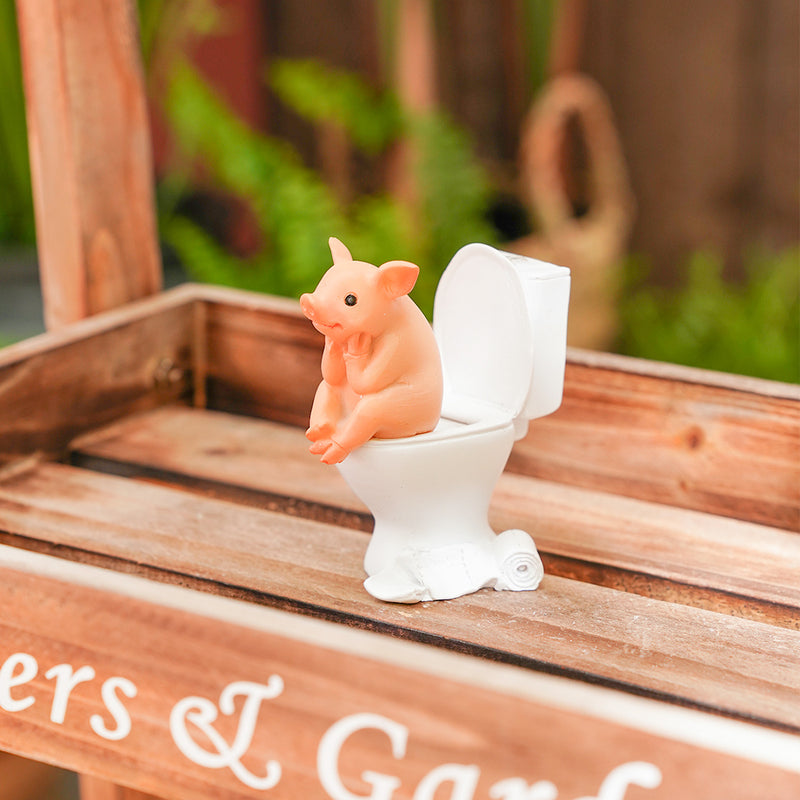 Decoración de Asiento de Inodoro de Resina con Dibujo Animado de Cerdo Lindo - Figura de Animal Caprichosa para Interior y Exterior del Hogar, Jardín y Escritorio, 3.3x6.35 cm