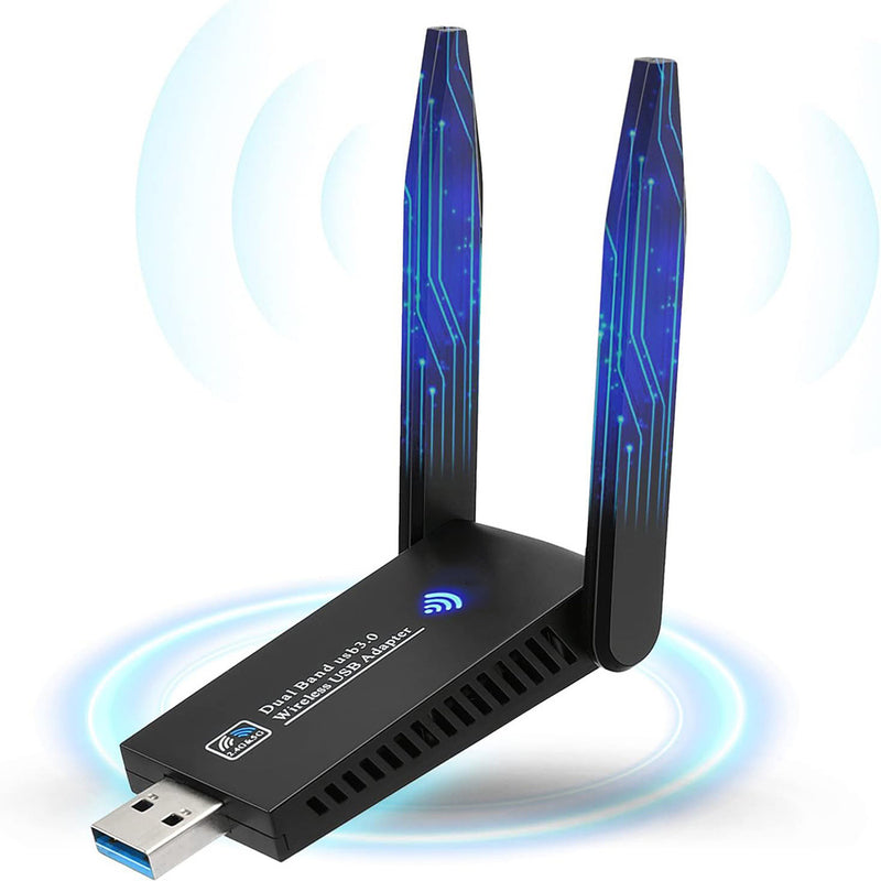 Tarjeta de Red Inalámbrica AC1300m USB para Win10, Tarjeta de Red sin Disco, Receptor y Transmisor WiFi, Conectividad Inalámbrica|Antenas Elegantes|Carcasa Duradera