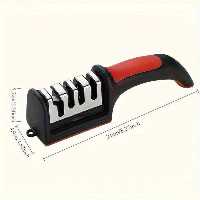 1pc Piedra de afilar de alta eficiencia profesional de 4 niveles, material ABS y cerámico, afilador de cuchillos rápido, con agarre antideslizante, adecuado para todo tipo de cuchillos, tijeras, suministros de cocina, es un gran regalo para Acción de Gra