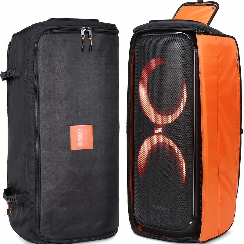 Bolsa de reemplazo para PartyBox 710, bolso y mochila portátil de tela resistente con asas ergonómicas y correas acolchadas, bolsillos de malla para viajes, exteriores y fiestas (negro/naranja), bolsa de viaje plegable, accesorio de audio elegante