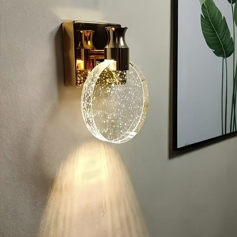 Lámpara de pared de cristal moderna, regulable, pantalla de lámpara de vidrio, adecuada para dormitorio de hotel, sala de estar, pasillo, baño, AC 85-265V