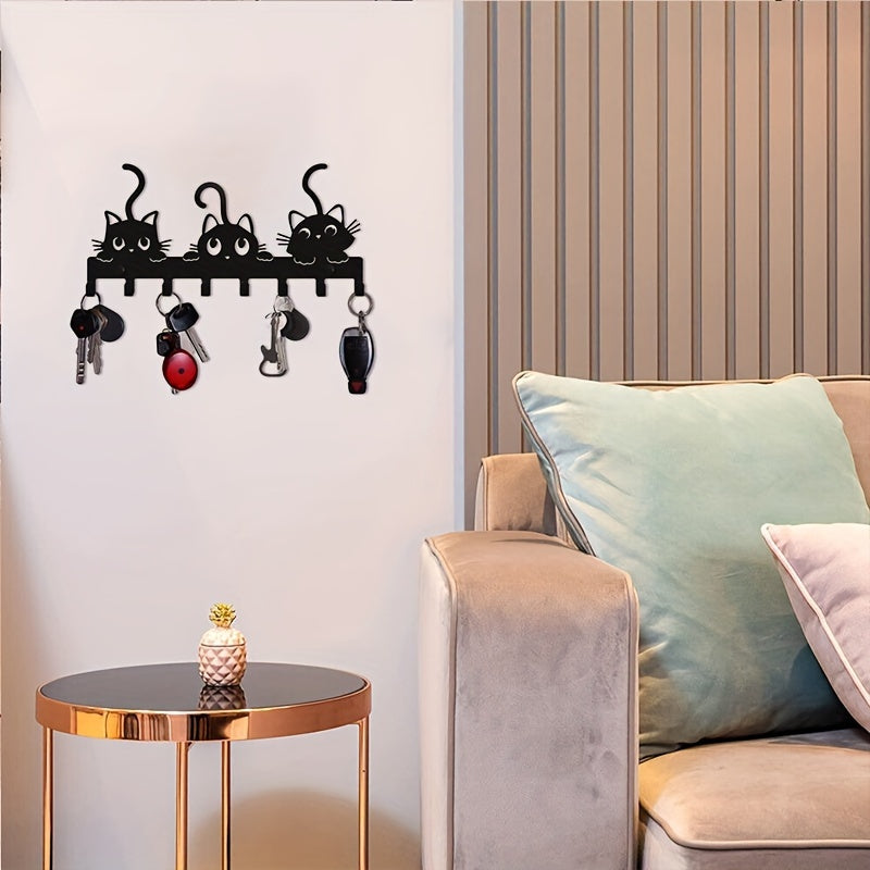 Gancho Para Llaves De Gato De Hierro, Soporte Para Llaves De Pared De Metal De Moda, Organizador De Almacenamiento De Fácil Instalación Para El Hogar, La Sala De Estar Y El Dormitorio, Regalo Ideal Para El Estreno De Una Casa