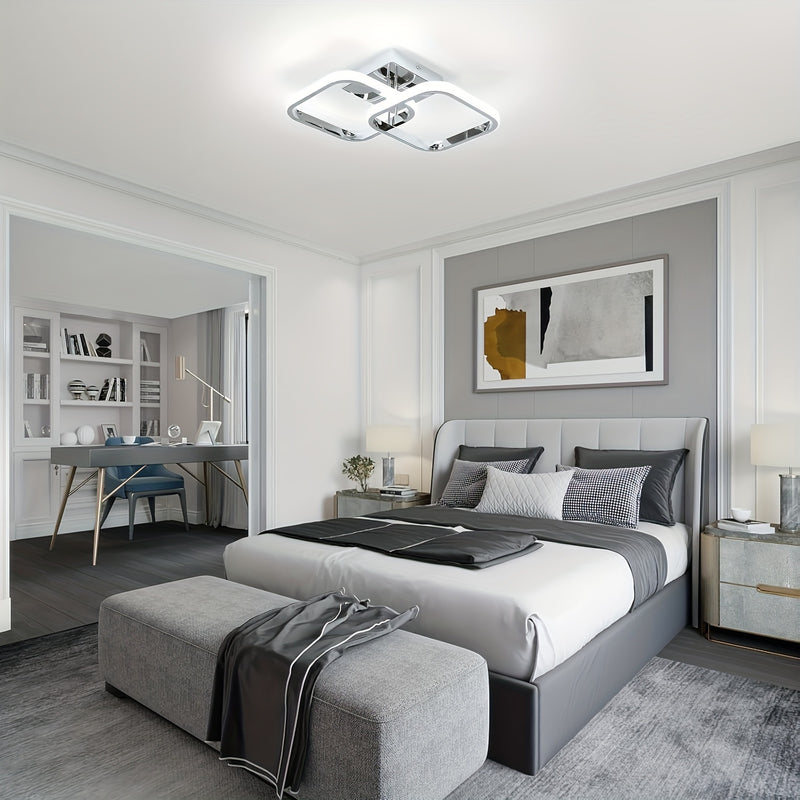 1 pieza de Luz de Techo LED Moderna - Metálica, Montaje Semi-Bajante, Aparato Desmontable, Incluye Herrajes de Instalación, No Requiere Batería, con Bombilla, 85V-265V, para Sala de Estar, Dormitorio, Isla de Cocina, Baño, Restaurantes, Cafeterías, Hotel