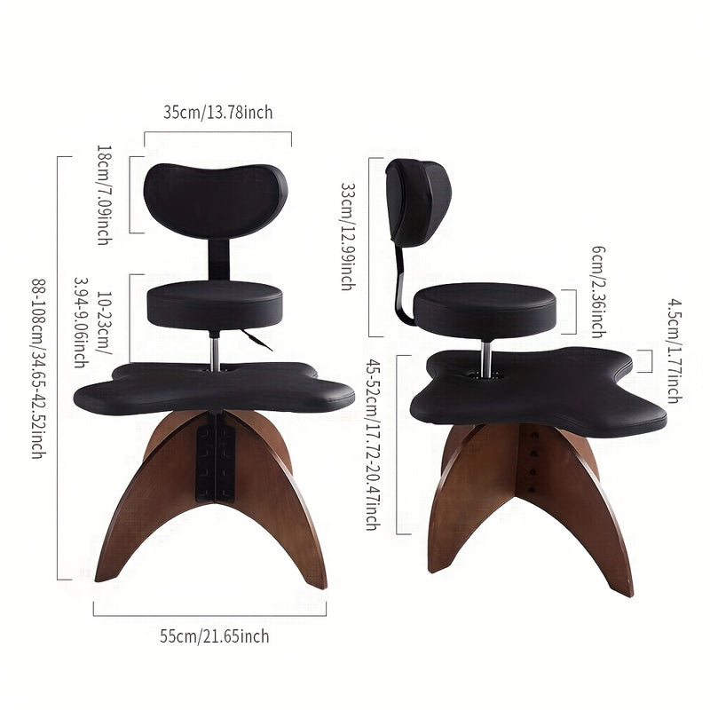 Silla de meditación ajustable de 1 pieza con piernas cruzadas - Silla de oficina ergonómica con cojín de esponja, marco de metal, negro/blanco - Soporte de postura para el hogar y el espacio de trabajo remoto, silla para escritorio