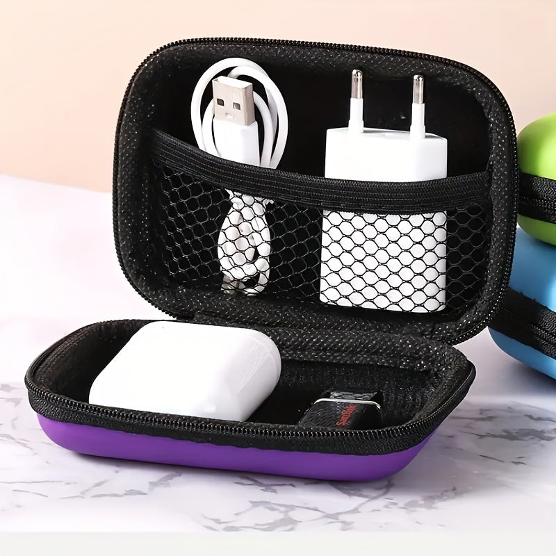 Estuche bohemio para audífonos de EVA - Organizador de viaje compacto para auriculares, cargadores, cables y más con cierre de cremallera, funda portátil, bolsa pequeña, organizador electrónico, tarjetas SD y joyeros