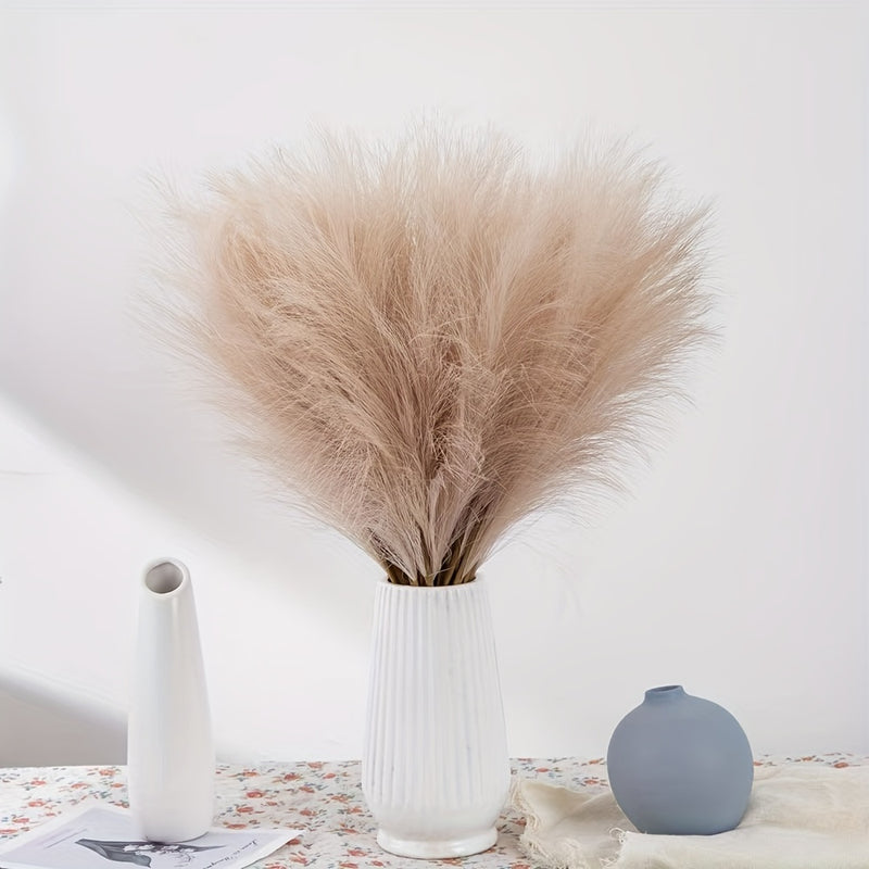 16 piezas de hierba de pampas artificial beige - 54.99 cm de alto, flores de caña de tela suave para decoración del hogar, perfectas para sala de estar, Navidad, Halloween, Pascua, Hanukkah - No necesita contenedor, decoración festiva para mesa|Aparienci