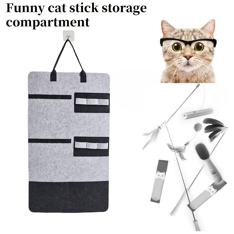 Bolsa Colgante para Almacenamiento de Juguetes de Entretenimiento para Gatos, Soporte para Varitas y Organizador de Juguetes, Adecuado para Gatos Domésticos, Mantiene los Juguetes Seguros y el Hogar Ordenado, Almacenamiento Debajo de la Cama
