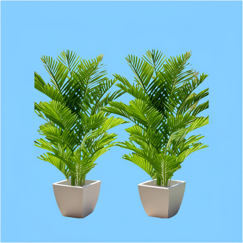 2 Piezas de Palmeras Artificiales Grandes Duraderas 89.99 cm - Plantas Falsas Tropicales con 48 Hojas Grandes, Adecuadas para el Hogar - Sin Mantenimiento Requerido - Perfectas para Todo Tipo de Ambientes, Interior y Exterior - Ideales para Escenas de Am