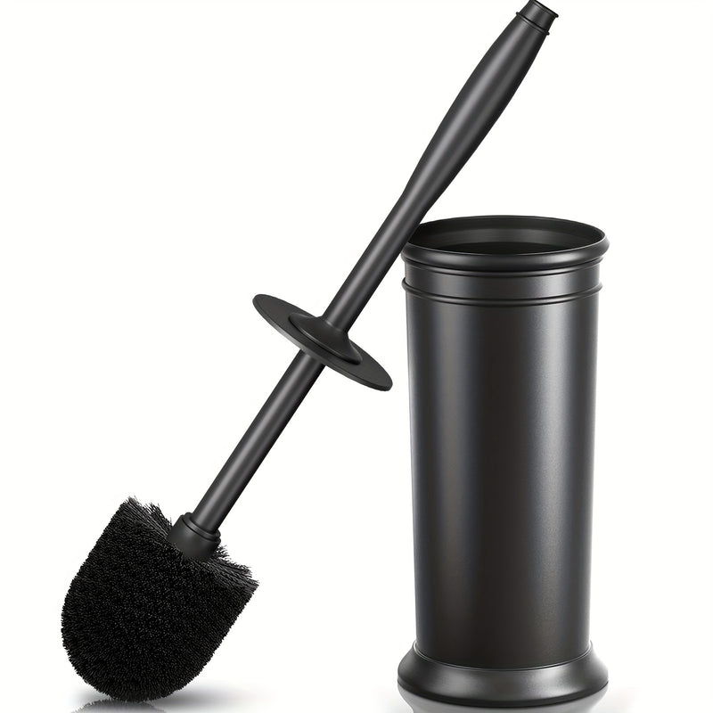1 Unidad De Cepillo Para Inodoro, Cepillo Para Taza De Inodoro Con Mango Extra Largo, Cerdas Duraderas Para Limpiar El Inodoro Y Soporte Cubierto, Juego De Cepillos Para La Limpieza Del Baño, (Negro, 1 Juego)