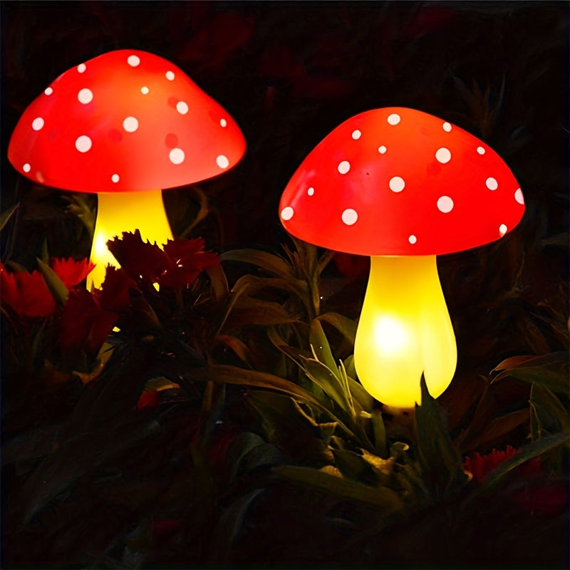 Luces solares para jardín en forma de hongo, 8 modos, LED rojo y amarillo, iluminación para caminos exteriores, decoración para bodas y festividades, energía solar, eficientes y fáciles de instalar, luz solar para exteriores
