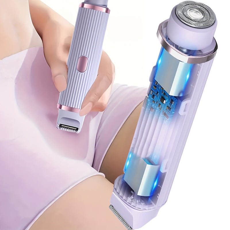 Máquina de afeitar eléctrica 2 en 1 para mujeres, con cabezal dual, para zonas sensibles - Depiladora húmeda y seca para piernas, axilas y área del bikini - Portátil, recargable, inalámbrica - Herramienta suave y depilatoria, máquinas de afeitar para muj