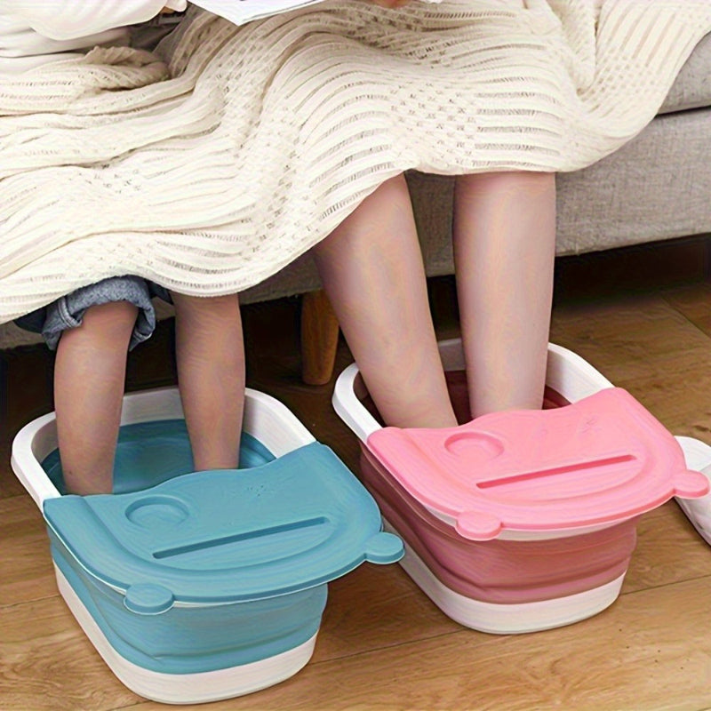 1 pieza de bañera de pies plegable con masajeador incorporado - Gran piscina de relajación para sumergir los pies, no necesita electricidad, diseño portátil para uso en el baño del hogar y en el spa, almacenamiento compacto con tapa acolchada suave, perf