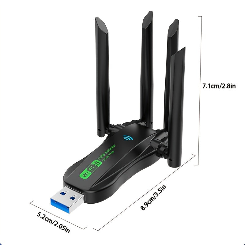 Adaptador WiFi USB Dual-Band 5.8G/2.4G VSZAPOWER - Plug & Play, sin necesidad de controlador, conectividad inalámbrica de alta velocidad, señal estable, diseño compacto para uso en hogar y oficina, adaptador WiFi para PC, conectividad versátil, cuerpo de