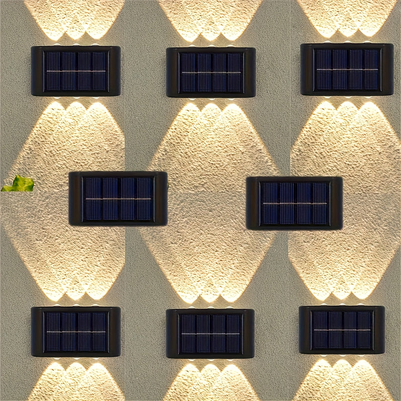 Lámparas solares para exterior con 6 LED, paquete de 2 piezas. Incluye 6 luces LED, 2 modos de iluminación, sin necesidad de carga, fácil instalación y no daña la pared