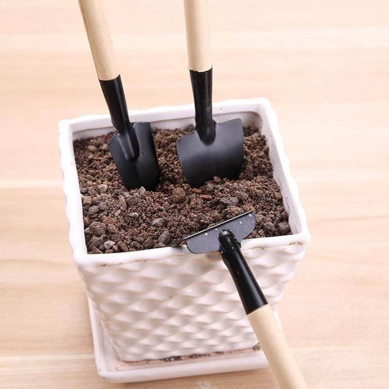 Juego de Herramientas de Jardinería de 3 Piezas: Pala, Cuchara Pequeña para Exteriores, Agarre Ligero y Cómodo, Ideal para Plantar Verduras y Suculentas con Rastrillo