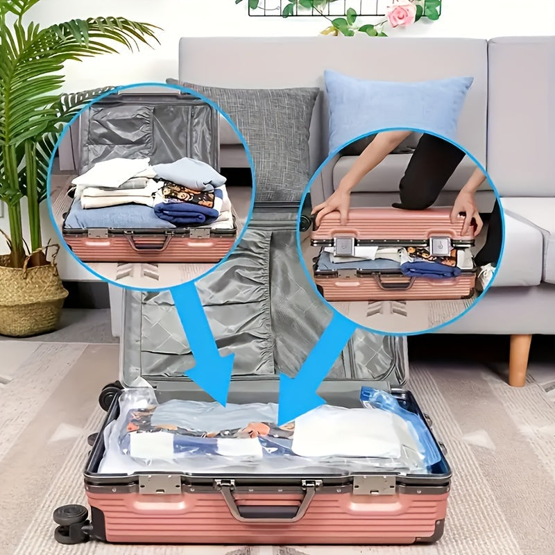 Juego de 12 Bolsas de Almacenamiento al Vacío, Combo de Tamaños Variados con 1 Bomba Manual, Paquete para Compresión de Ropa Navideña, Organizador Portátil de Plástico para Viajes para Mantas, Ropa de Cama, Edredones y Colchas, Bolsas Esenciales Ahorrado