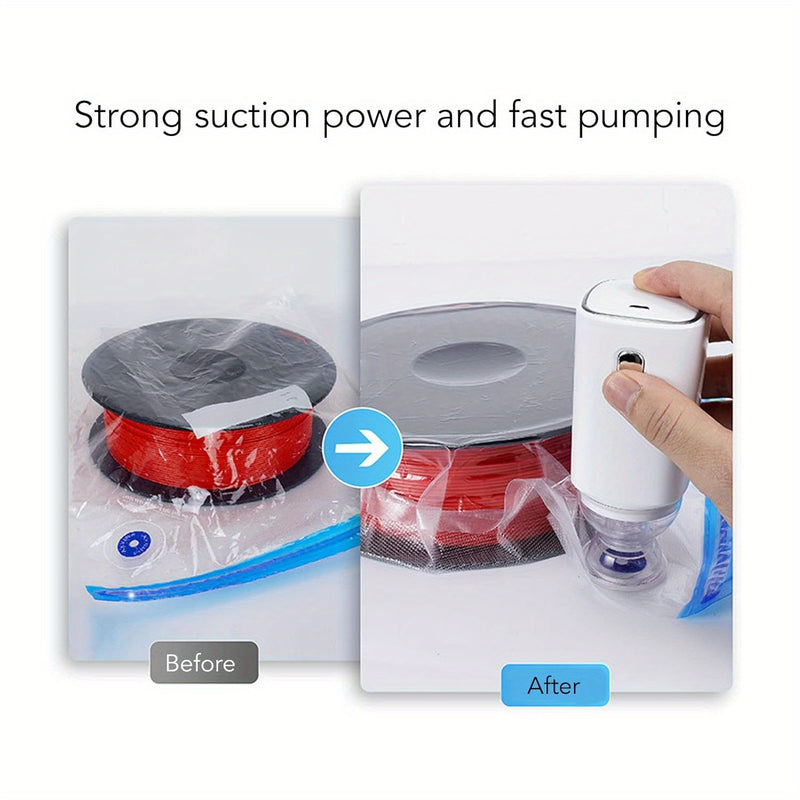 Bomba de vacío mini recargable USB con 5 bolsas reutilizables - Bomba de aire de viaje de ahorro de espacio para almacenamiento de alimentos, compresión de ropa y más, Bomba de vacío de viaje | Bomba de vacío compacta | Batería recargable, Máquina sellad